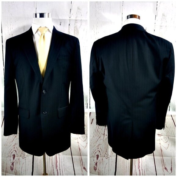 Jos A Bank 1905 41L Deep Blue Striped 2pc Suit - Picture 6 of 16